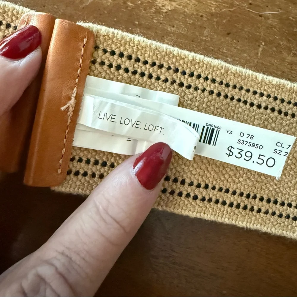 Live Love Loft belt leather and elastic taupe 2 in wide